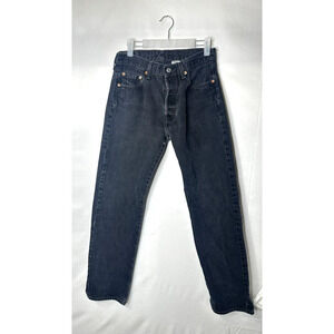 Vtg Levis 501 Jeans 28x29 Straight Black 2000 Red Tab Made in USA Tag